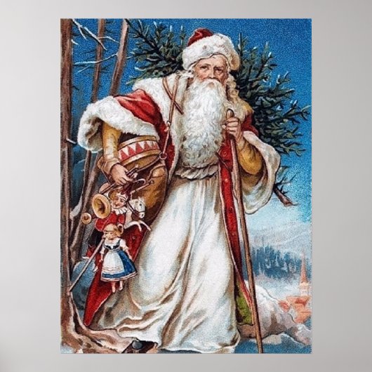クリスマスのサンタのヴィンテージホリデー ポスター (正面)