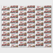 クリスマスのサンタの列車の休日の覆い ラッピングペーパー (フラット)