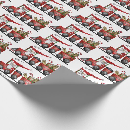 クリスマスのサンタの列車の休日の覆い ラッピングペーパー (角)