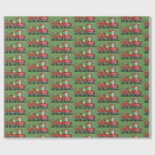 クリスマスのサンタの列車パターンパーティーの覆い ラッピングペーパー (フラット)