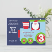 クリスマスのサンタの列車5x7の誕生日の招待状 招待状 (スタンド正面)