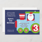 クリスマスのサンタの列車5x7の誕生日の招待状 招待状 (正面/裏面)