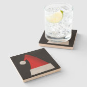 クリスマスのサンタの大きく赤い帽子 ストーンコースター (横)