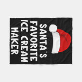 クリスマスのサンタの好きなアイスクリームメーカー 楽しい アイスクリーム フリースブランケット (正面(横))