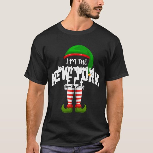 クリスマスのサンタの家族おそろいコーデにぴったりな「I'M The Mommy Elf」デザイン Tシャツ (正面)