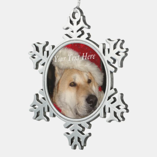 クリスマスのサンタの帽子のかわいいjapaneses秋田 スノーフレークピューターオーナメント (右)