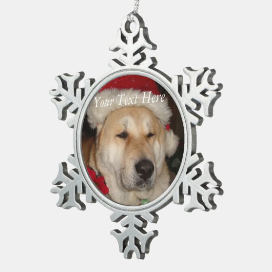 クリスマスのサンタの帽子のかわいいjapaneses秋田 スノーフレークピューターオーナメント (右)