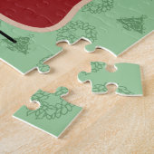 クリスマスのサンタの帽子のT骨のステーキ肉蛋白質 ジグソーパズル (側面)