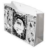 クリスマスのサンタの微笑のヴィンテージ新聞ギフトバッグ ラージペーパーバッグ (裏面アングル)