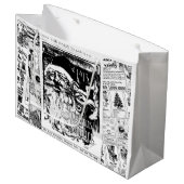 クリスマスのサンタの微笑のヴィンテージ新聞ギフトバッグ ラージペーパーバッグ (正面アングル)