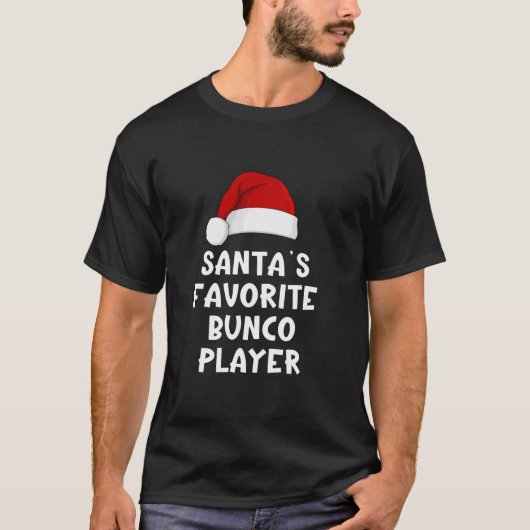 クリスマスのサンタの最愛のブンコプレーヤー おもしろサイコロ Tシャツ (正面)