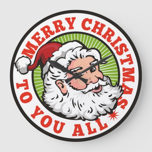 クリスマスのサンタの柱時計 ラージ壁時計 (正面)