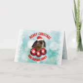 クリスマスのサンタの赤い帽子のおもしろいでかわいいウサギのバニー シーズンカード (正面)