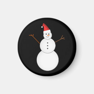 クリスマスのサンタの赤い帽子を身に着けている微笑の雪だるま マグネット