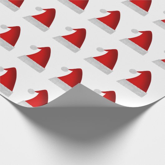 クリスマスのサンタの赤い帽子 ラッピングペーパー (角)