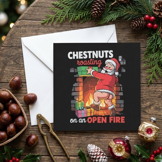 クリスマスのサンタの面白い名言「焙煎栗」 シーズンカード