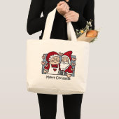 クリスマスのサンタのtotebag ラージトートバッグ (正面(商品))