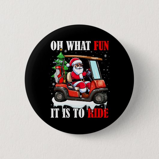 クリスマスのサンタを運転するのが面白い 缶バッジ (正面)