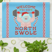 クリスマスのサンタクロースおもしろいなSwoleの重量挙げ選手 キッチンタオル (折り畳み)