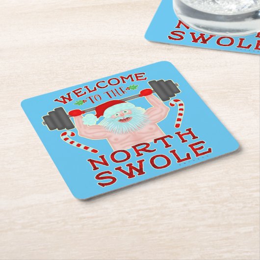 クリスマスのサンタクロースおもしろいなSwoleの重量挙げ選手 スクエアペーパーコースター (アングル)