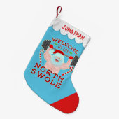 クリスマスのサンタクロースおもしろいなSwoleの重量挙げ選手 スモールクリスマスストッキング (正面 (吊り時))