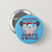 クリスマスのサンタクロースおもしろいなSwoleの重量挙げ選手 缶バッジ (正面&裏面)