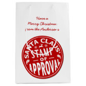 クリスマスのサンタクロースのおもしろいなスタンプのカスタムなパーティー ミディアムペーパーバッグ (正面)