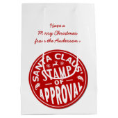 クリスマスのサンタクロースのおもしろいなスタンプのカスタムなパーティー ミディアムペーパーバッグ (裏面)