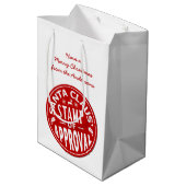 クリスマスのサンタクロースのおもしろいなスタンプのカスタムなパーティー ミディアムペーパーバッグ (裏面アングル)