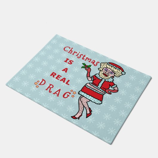 クリスマスのサンタクロースのおもしろいなドラッグのBahのばかばかしいパーティー ドアマット (アングル)