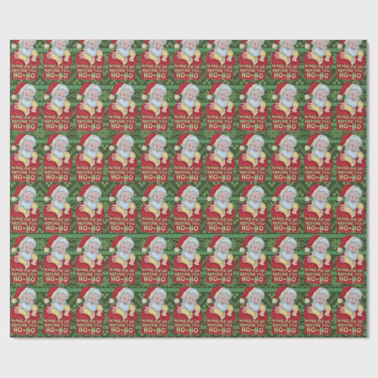 クリスマスのサンタクロースのおもしろいなユーモアは私を目覚めさせます ラッピングペーパー (フラット)