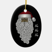 クリスマスのサンタクロースのアフリカ系アメリカ人のカスタム セラミックオーナメント (正面)