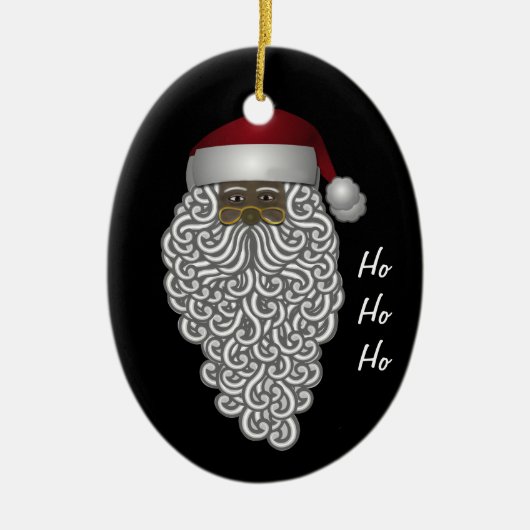 クリスマスのサンタクロースのアフリカ系アメリカ人のカスタム セラミックオーナメント (正面)