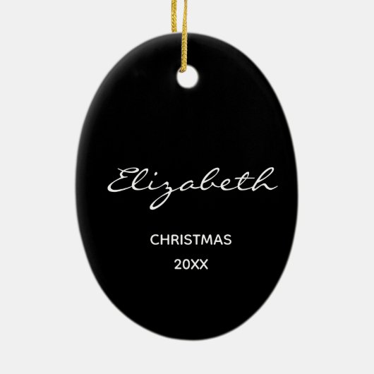 クリスマスのサンタクロースのアフリカ系アメリカ人のカスタム セラミックオーナメント (裏面)