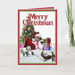 クリスマスのサンタクロースのガチョウとアヒル シーズンカード