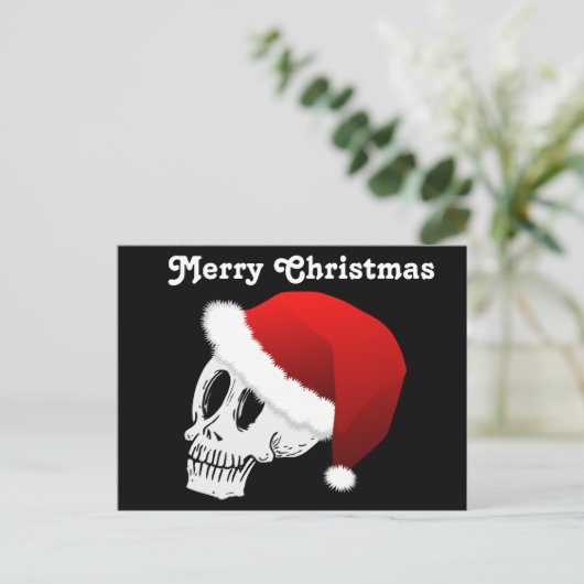 クリスマスのサンタクロースのスカル シーズンポストカード (スタンド正面)