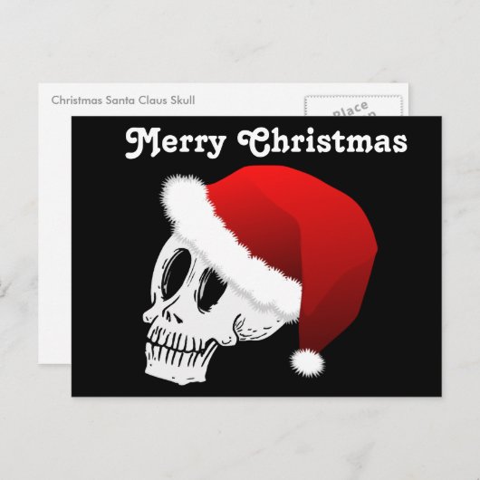 クリスマスのサンタクロースのスカル シーズンポストカード (正面/裏面)
