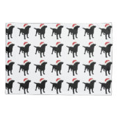 クリスマスのサンタクロースの帽子を持つかわいく黒い実験室犬 枕カバー (裏面)