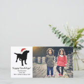 クリスマスのサンタクロースの帽子を身に着けている黒い実験室犬 シーズンカード (スタンド正面)