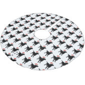 クリスマスのサンタクロースの帽子を身に着けている黒い実験室犬 ブラッシュドポリエステルツリースカート (アングル)