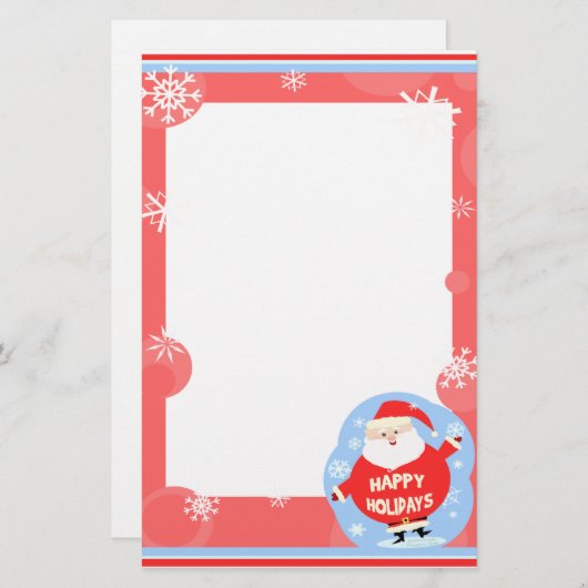 クリスマスのサンタクロースの文房具 便箋 (正面/裏面)