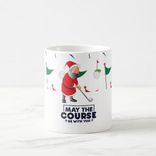クリスマスのサンタクロース・ゴルファー5月のコース コーヒーマグカップ