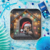 クリスマスのサンタハウンドドッグ犬小屋 ペーパープレート (パーティー)
