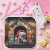 クリスマスのサンタハウンドドッグ犬小屋 ペーパープレート (パーティー)
