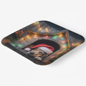 クリスマスのサンタハウンドドッグ犬小屋 ペーパープレート (傾斜あり)