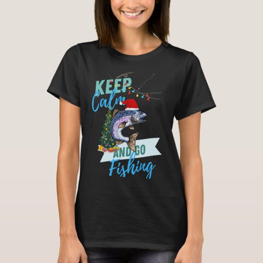 クリスマスのサンタフィッシング Tシャツ (正面)