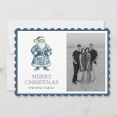 クリスマスのサンタ写真(青) シーズンカード (正面)