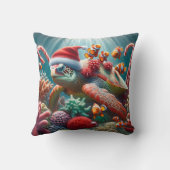 クリスマスのサンタ帽をかぶったアカウミガメ クッション (裏面)