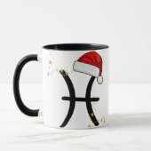 クリスマスのサンタ帽子をかぶったうお座 マグカップ (左)