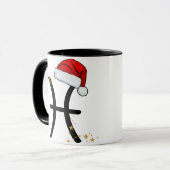 クリスマスのサンタ帽子をかぶったうお座 マグカップ (正面左)